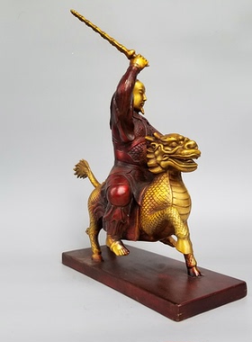 黄铜摆件中式南极长生大帝雷公像