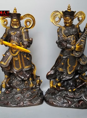 纯铜四大金刚摆件定做工艺品