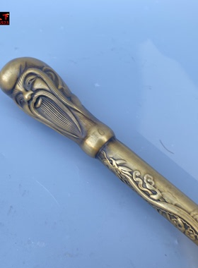 黄铜鞋拔子提鞋器铜穿鞋辅助神器寿星公长柄鞋把子长把提鞋器家用