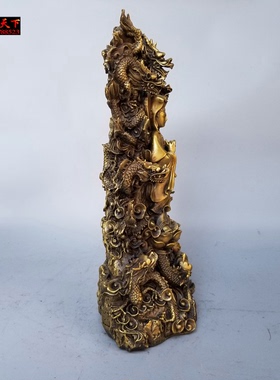 精工黄铜九龙观音菩萨佛像