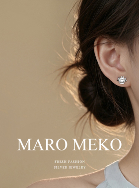 MaroMeko生肖羊925纯银耳钉