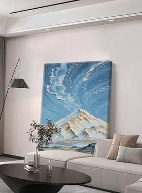 意式极简蓝色雪山海景手