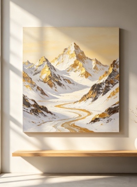 原创大芬村手绘油画金山肌理画中古风玄关装饰画艺术肌理感客厅画