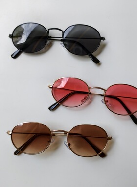 2025港风新款金属框椭圆墨镜男女