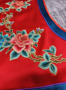 国风国潮非遗手绣老绣孤品精品绣花双面绣棉款秋冬款马甲背心女
