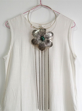 原创苗银花朵项圈项链百搭吊坠