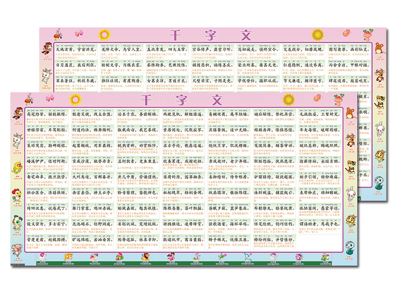 国学经典千字文拼音译解四言韵文少儿启蒙增广贤文贴纸墙贴挂图 - 图1