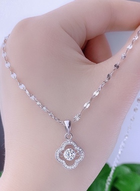新款s925纯银雪花项链跳动的简约时尚韩版送女朋友情人节生日礼物