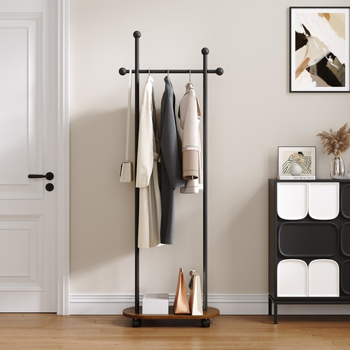 中古风挂衣架入户卧室衣帽架落地客厅晾衣架家用可移动衣服置物架 - 图3