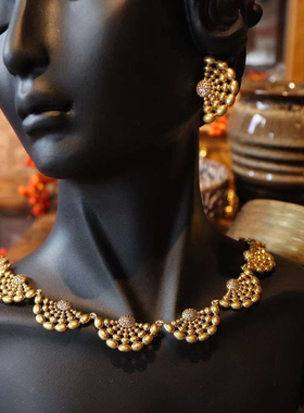 包邮中古饰品复刻镀真金925银针耳钉项链