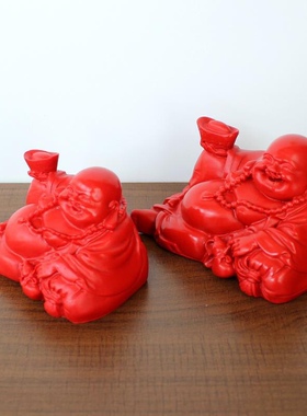 朱砂家居玄关酒柜装饰品弥勒佛笑佛佛堂佛像车用内饰摆件护身平安