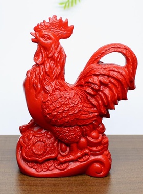朱砂生肖鸡属相招财公鸡金鸡元宝鸡家居客厅风水工艺品红砂摆件
