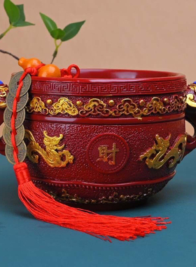 朱砂聚宝盆天然紫金砂车招财家用工艺品百财客厅桌面摆件