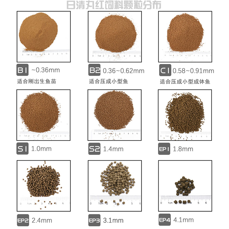 日清鱼饲料丸红B2孔雀鱼B1红丸S1七彩C1幼鱼开口鱼粮日本进口鱼食 - 图1