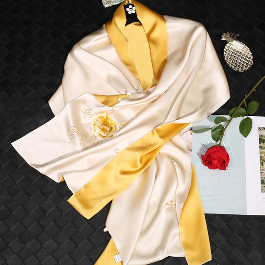 Silk Scarf Women's Spring and Autumn Suzhou Embroidery Wedding Mom