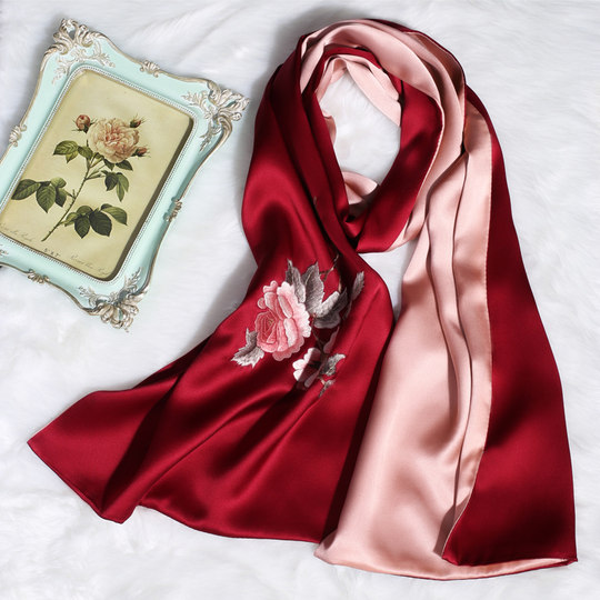 Scarf women's silk suede embroidery with cheongsam shawl