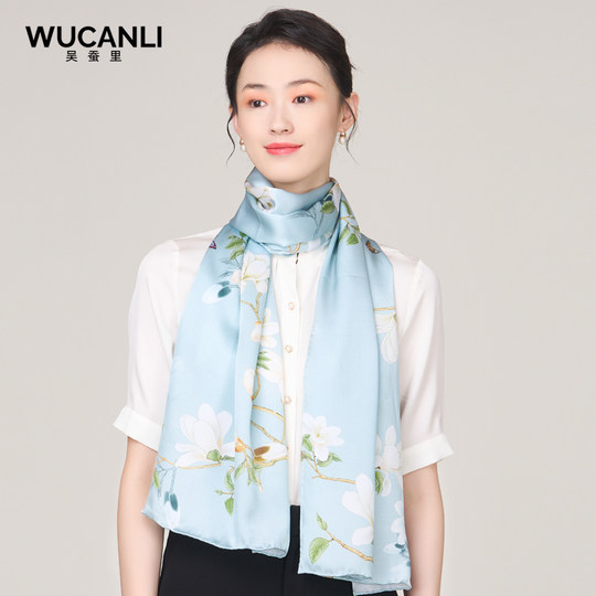Spring, summer and autumn printed Chinese style silk scarf for women