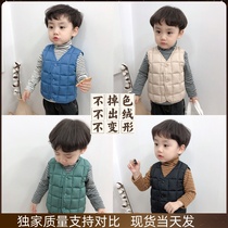 Boy autumn winter style cotton waistcoat baby 2023 new children thickened down cotton vest small and medium sized child foreign air waistcoat