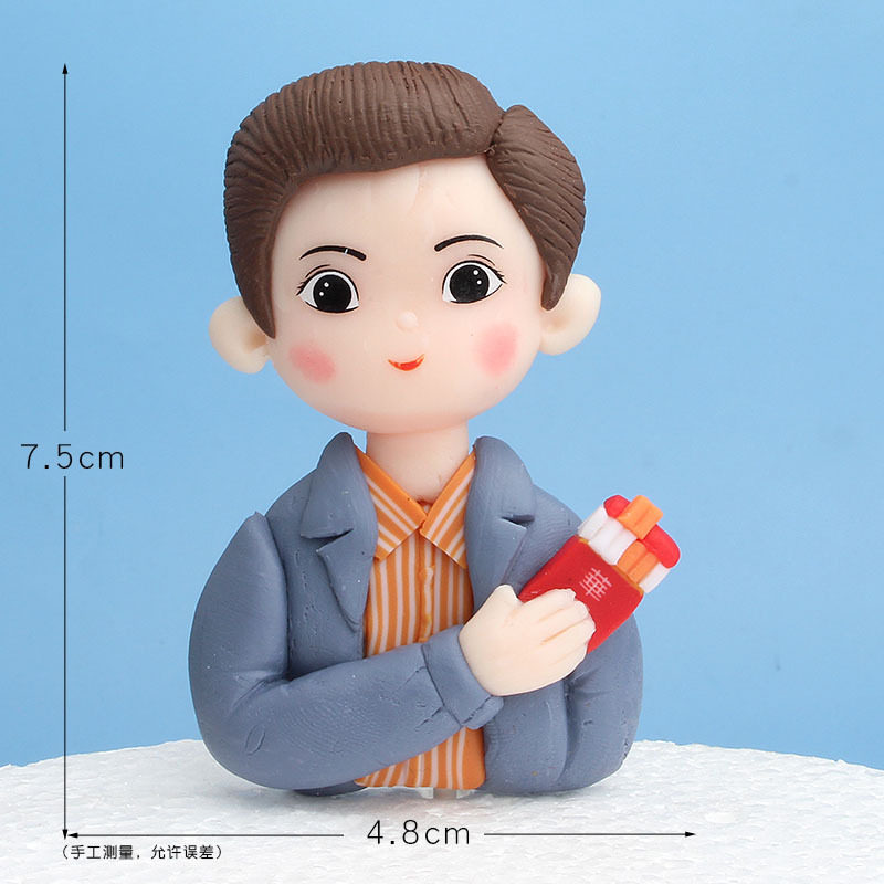 男神蛋糕装饰软陶华子哥摆件男士生日老板领导超人老爸烘焙插件