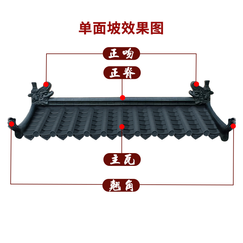 仿古瓦树脂瓦一体中式屋檐装饰塑料小青瓦假门头古建围墙琉璃瓦片 - 图0