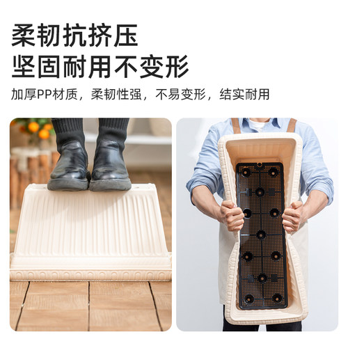 爱丽思长条花盆塑料大号长方形阳台种菜专用盆草莓种植盆栽爱丽丝 - 图3