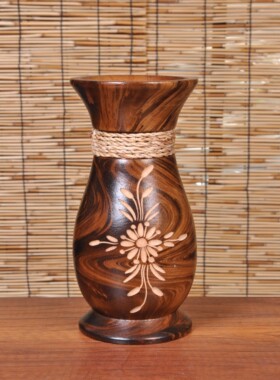 泰国实木花瓶插花客厅禅意桌面