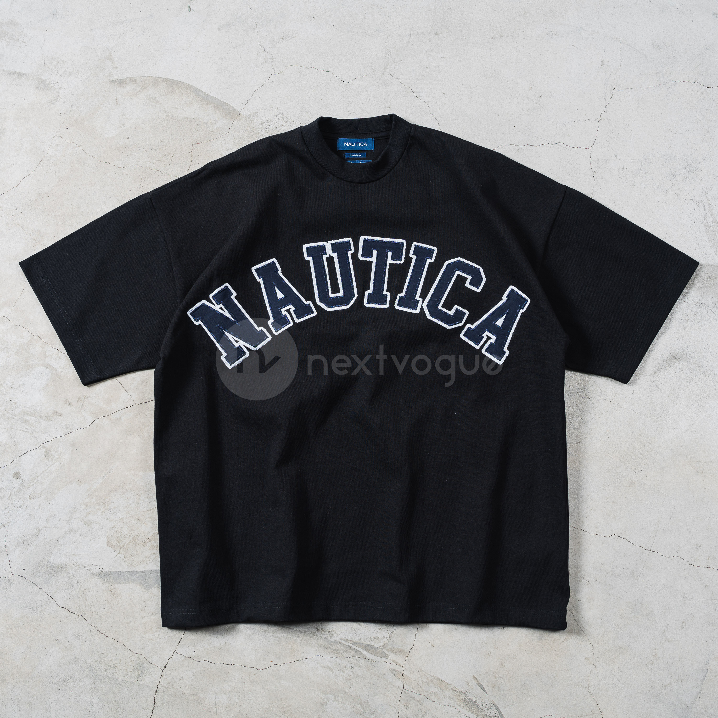 【NextVogue】NAUTICA 字母刺绣logo宽松全棉重磅休闲短袖T恤24ss - 图1