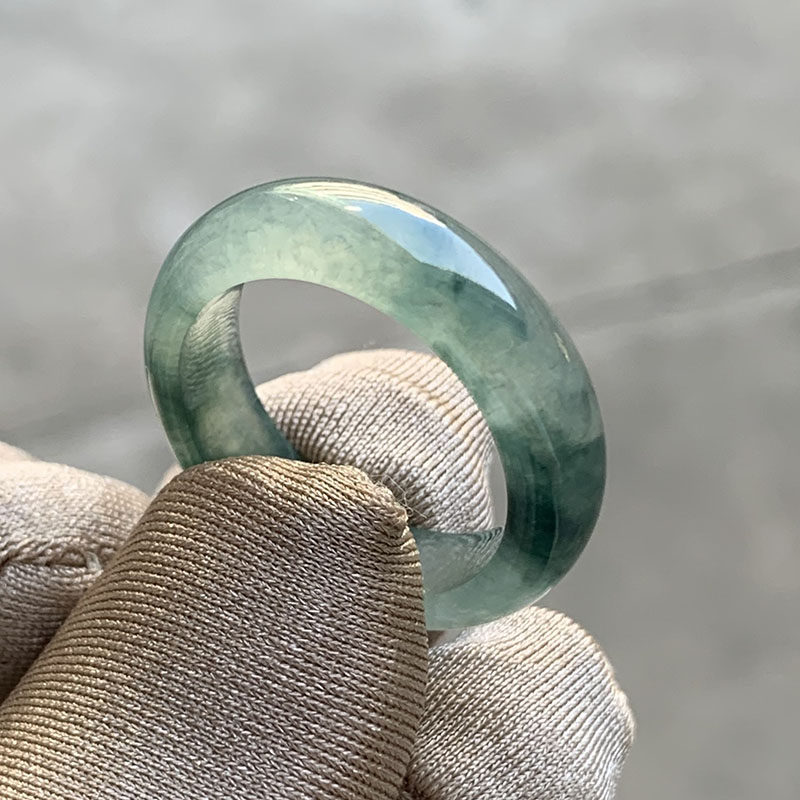 Jewelry laokeng ice species artistic conception floating flowers live broadcast jade finger ring