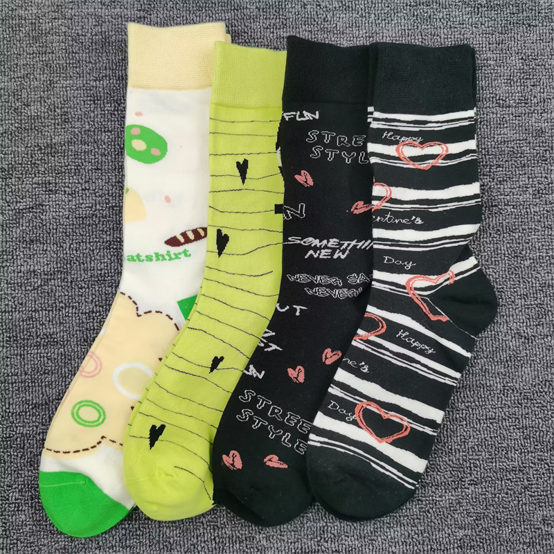 杂款随机发纯棉袜子女个性时尚潮袜手工对目无骨袜春夏季中高筒袜 - 图2