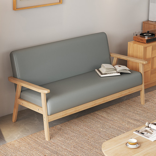 实木日式沙发小户型客厅公寓简易原木风单人双人椅出租屋小型简约 - 图3