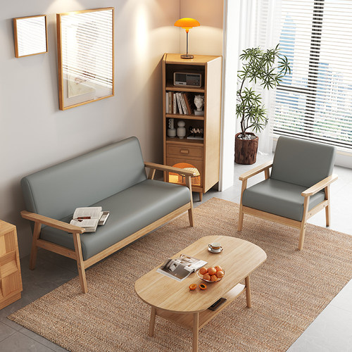 实木日式沙发小户型客厅公寓简易原木风单人双人椅出租屋小型简约 - 图1