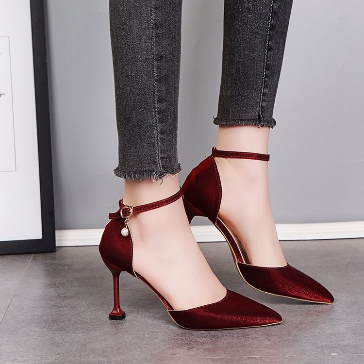 高跟鞋女细跟淑女高跟鞋百搭法式网红性感一字扣带职业高跟单鞋,淘宝优惠券,粉丝福利购,淘宝优惠卷