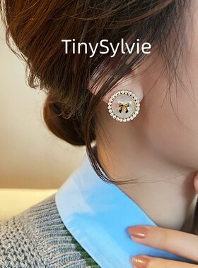 TinySylvie|柔带相绾！耳畔闲意 女士复古圆形金色蝴蝶结耳钉