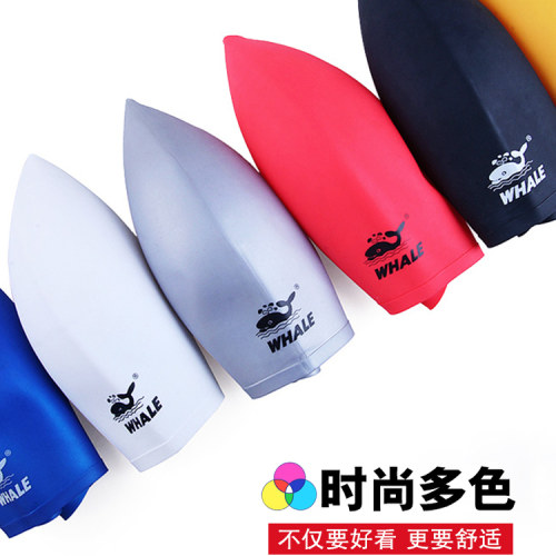 鲸鱼护耳泳帽女长发不勒头游泳帽男防水成人儿童训练泳帽硅胶泳帽 - 图3