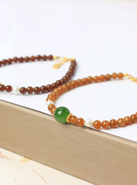 天然和田玉糖料手链女款玉石手串国风复古高级感手饰送女友礼物