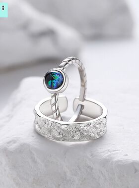 维罗纳纯银陨石戒指韩版情侣对戒