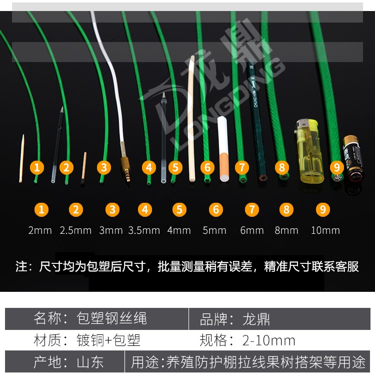 优质绿钢丝绳包塑葡萄架遮阳网搭大棚牵引百香果猕猴桃细软晾衣绳 - 图0