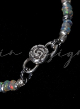 7in 925银手链【茉莉】原创小众设计复古手作白色彩光手链