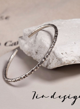 7in 925银手镯 【旋律】小众设计手作叠搭个性复古闺蜜款手镯