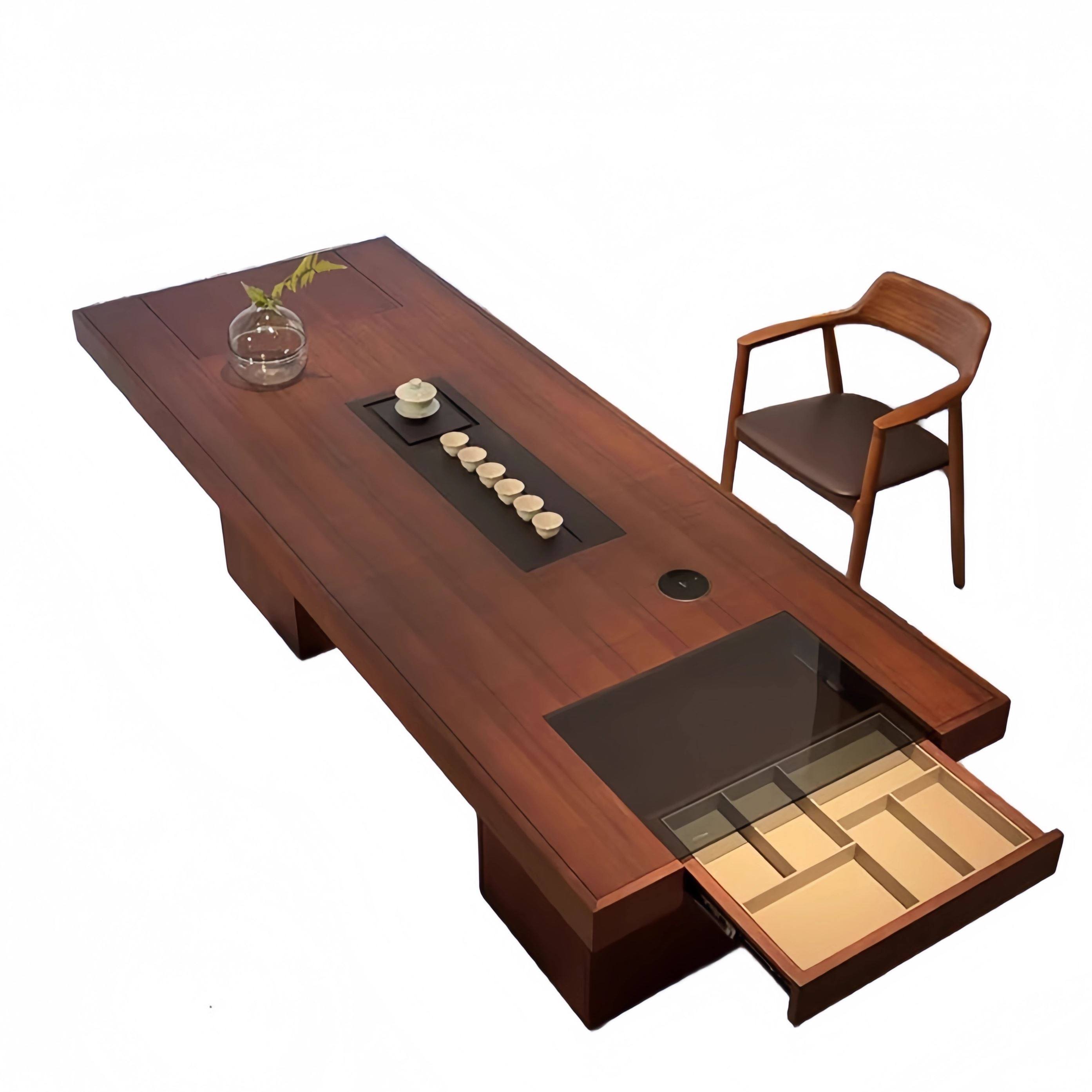 宋式美学黑胡桃木轻奢茶桌椅组合高端定制别墅客厅设计师同款茶台 - 图3