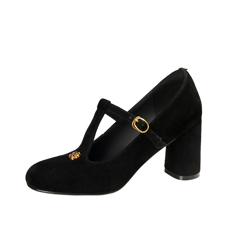 磨砂羊皮女鞋2025新款单鞋中跟玛丽珍鞋法式复古小皮鞋粗跟高跟鞋,淘宝优惠券,粉丝福利购,淘宝优惠卷