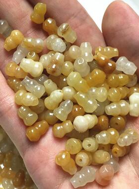 玉器老黄玉新疆金丝玉葫芦散件玉配件散珠黄龙玉石散珠子摆件人物