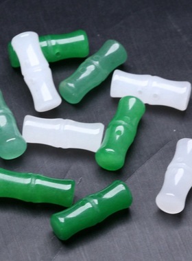 8x21mm天然东陵玉干青白玉双孔竹节纽扣玉石纽扣中式复古旗袍唐装