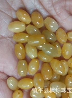 新款 老黄龙玉散珠圆珠珠宝新疆金丝玉黄玉珠子摆件人物