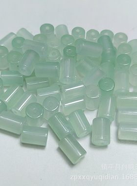 玉石散珠豆绿色7*10mm桶珠散珠