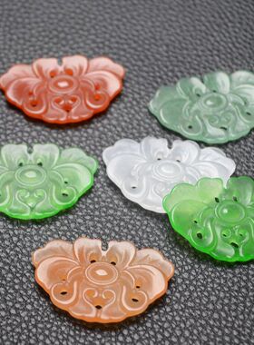 23*36mm东陵玉金丝玉干青蝴蝶吊坠宝相花，帽花花片 DIY项链璎珞