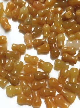 玉器老黄玉新疆金丝玉瓶子散珠玉散件配件黄龙玉石散珠子摆件人物