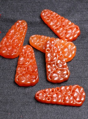 红翡镂空如意梅花吊坠 古风耳饰压襟项链配饰