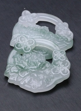 40x43mm天然天山翠牡丹花吊坠 DIY毛衣链璎珞压襟配饰