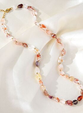 Necklace, Gold-Tone, Natural Stone, Beaded, Natural